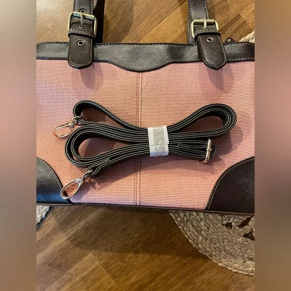 Like-New Pink Canvas Bag w/ Chocolate Trim - Picture 8 of 8